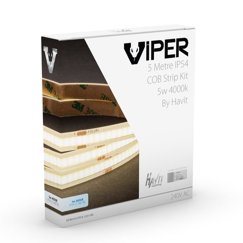 Viper COB 5w Per Metre 5m LED Strip kit 4000k - VPR9761IP54-320-5M
