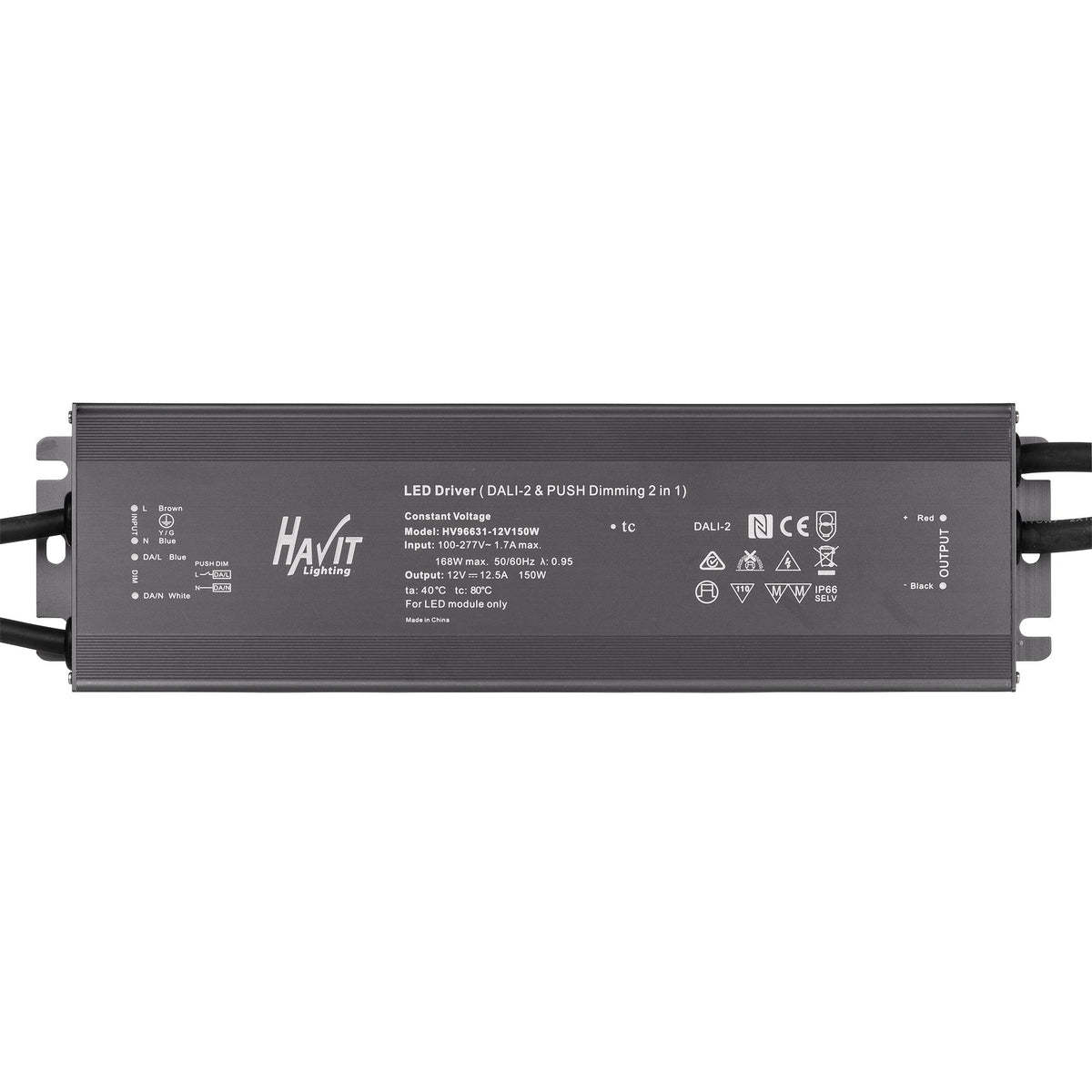 HV96631-12V150W | HV96631-24V150W- 150W Dali 2 + Push Dim Dimmable LED Driver - HV96631-12V150W