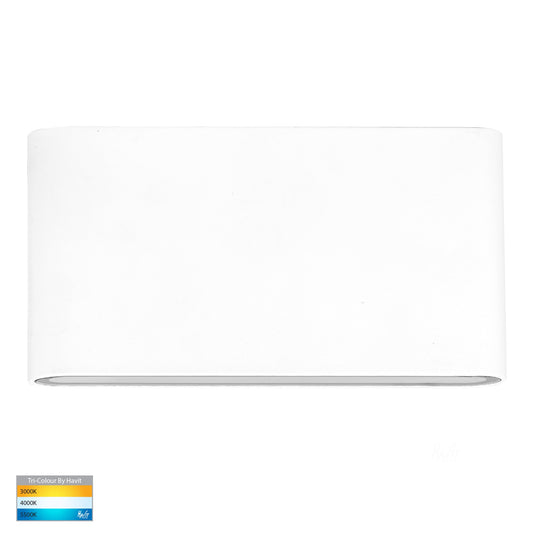 Lisse White Up & Down TRI Colour LED Wall Light - HV3644T-WHT-12V