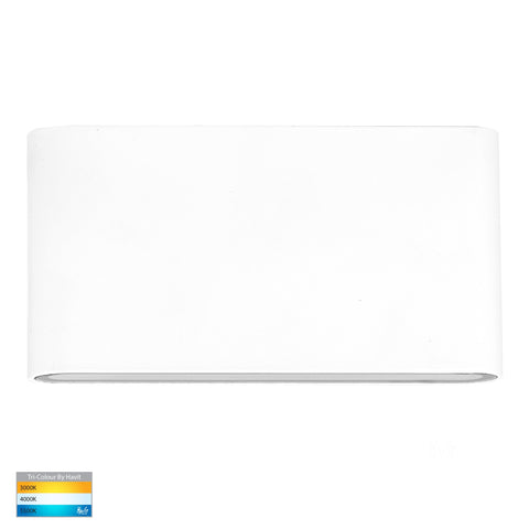 Lisse White Up & Down TRI Colour LED Wall Light - HV3644T-WHT-12V
