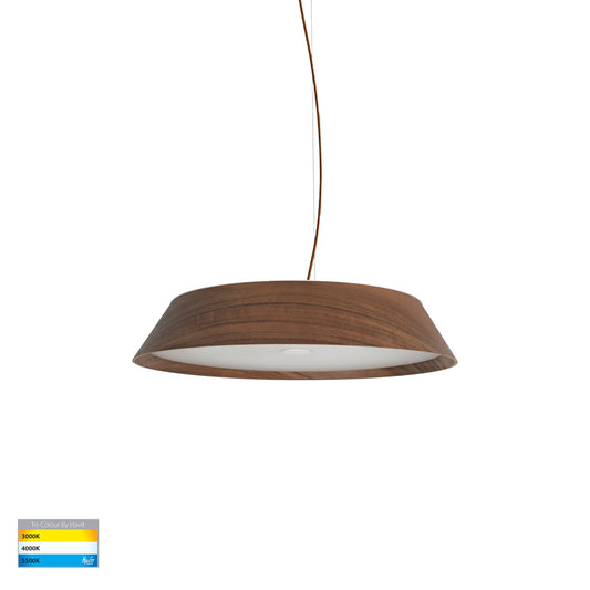 Noyer 330mm Walnut Timber LED Pendant - HV5871T-PDT