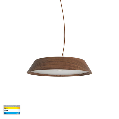 Noyer 330mm Walnut Timber LED Pendant - HV5871T-PDT