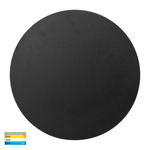 Halo Black TRI Colour LED Wall Light - HV3594T-BLK-12V