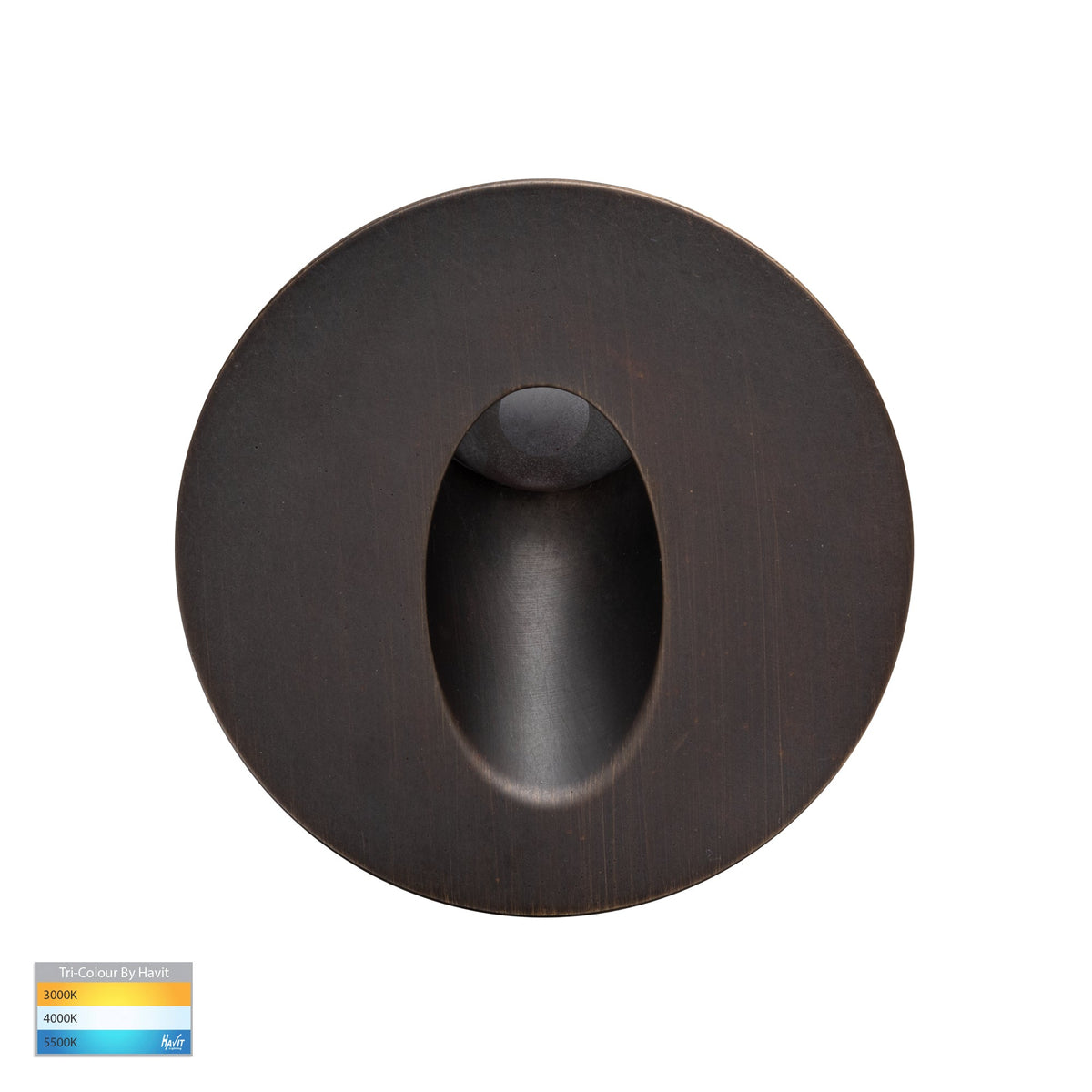 Mini Reces Antique Brass Round TRI Colour Recessed LED Step Light - HV3206T-AB-12V