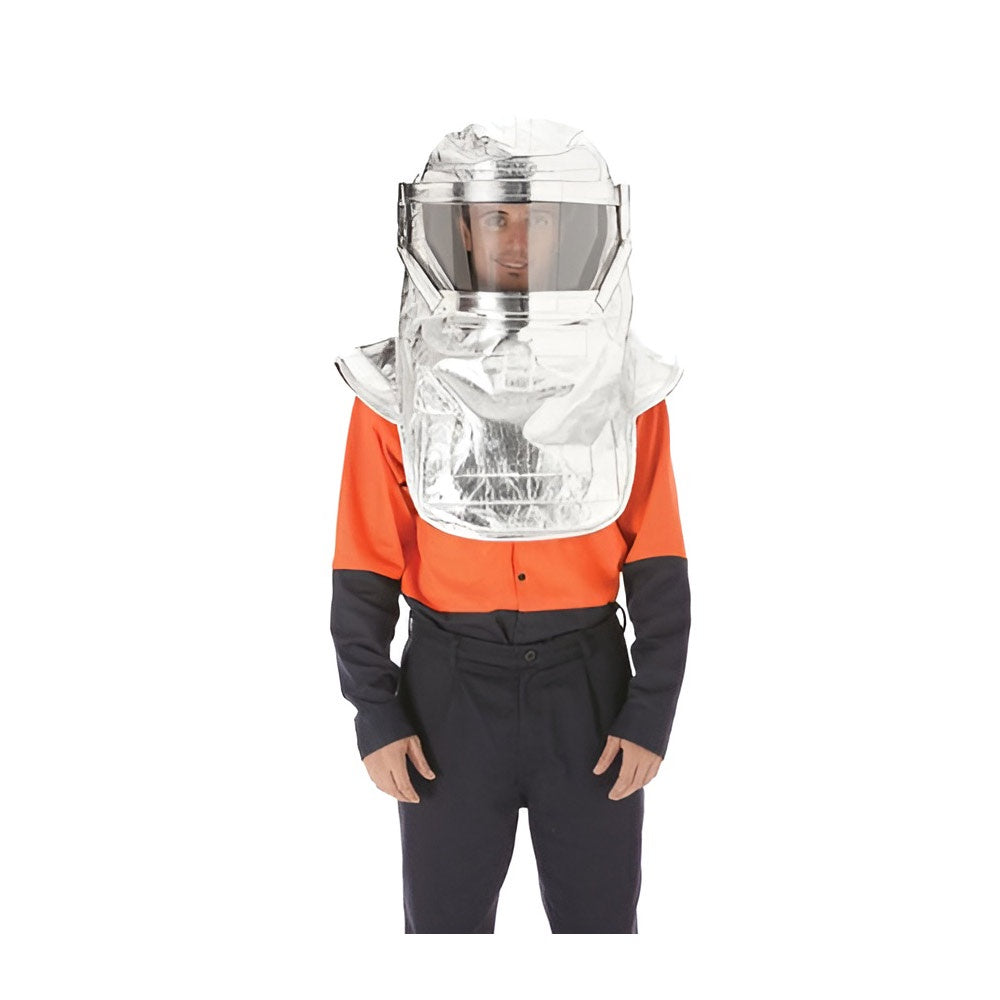 Aluminised Aramid Hood with Clear Visor - Glo-Safe - FURN-HOOD-GS