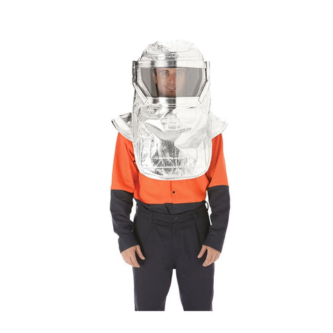 Aluminised Aramid Hood with Clear Visor - Glo-Safe - FURN-HOOD-GS