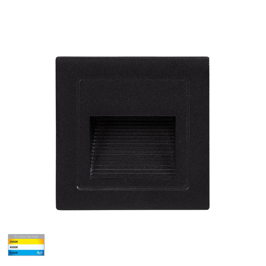 Trin Black Square Recessed LED Step Light - HV3112T-BLK-240V