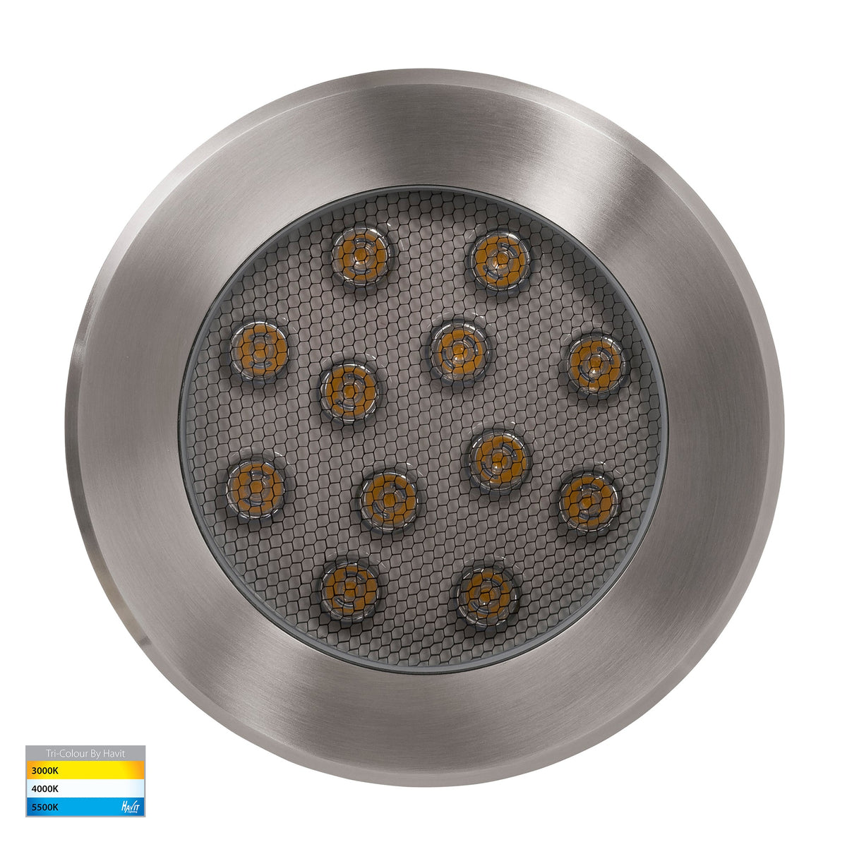Split 316 Stainless Steel TRI Colour 12w LED Inground Light - HV1843T
