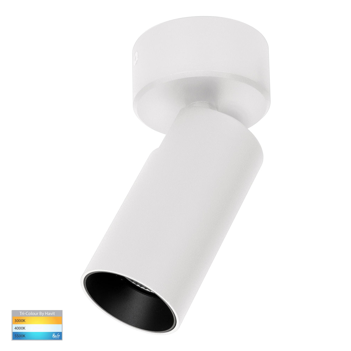 Revo White 1 Light TRI Colour LED Spot Light - HV4002T-1-WHT