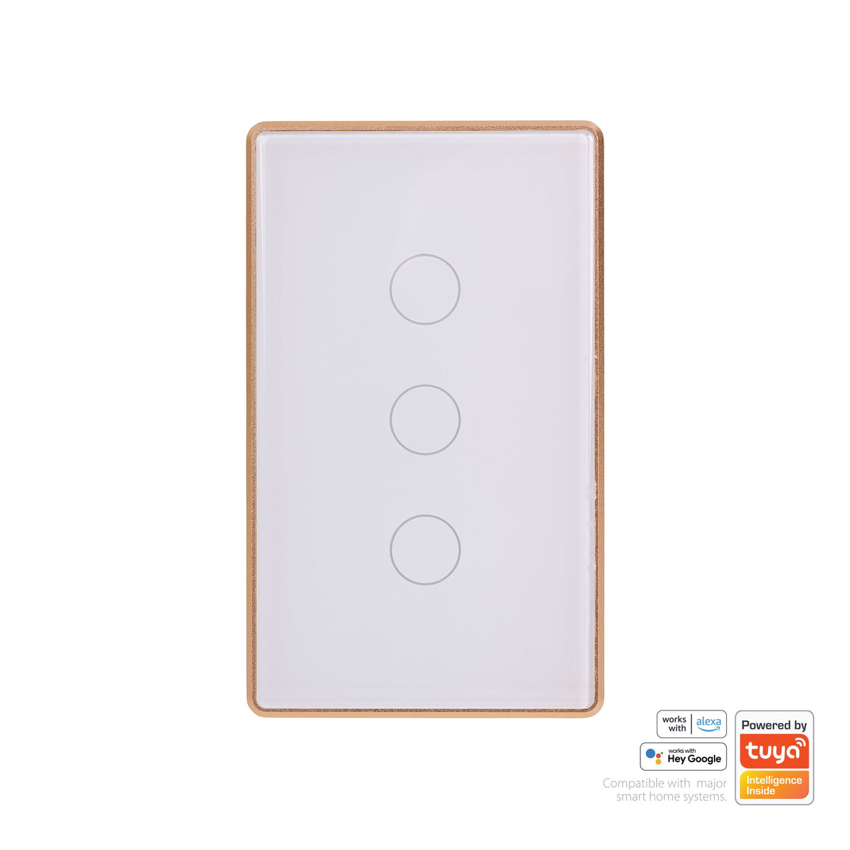 Wifi 3 Gang White with Gold Trim Wall Switch - HV9120-3