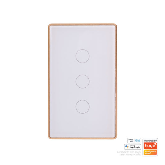Wifi 3 Gang White with Gold Trim Wall Switch - HV9120-3