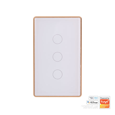 Wifi 3 Gang White with Gold Trim Wall Switch - HV9120-3