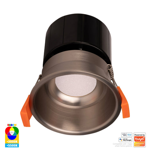 Prime Nickel Coloured Fixed Deep RGBCW WIFI LED Downlight - HV5513RGBCW-NK