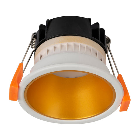Gleam White with Gold Insert Fixed Dim to Warm LED Downlight - HV5529D2W-WG
