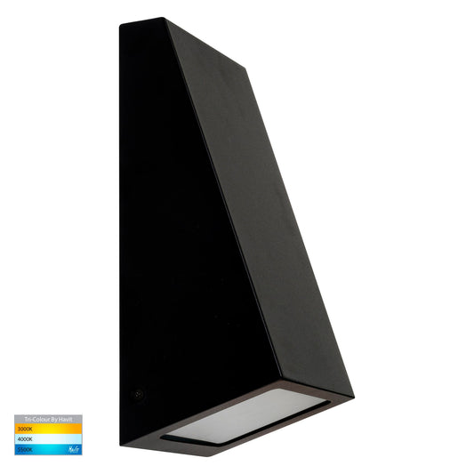 Taper Black TRI Colour LED Wedge Wall Light - HV3601T-BLK