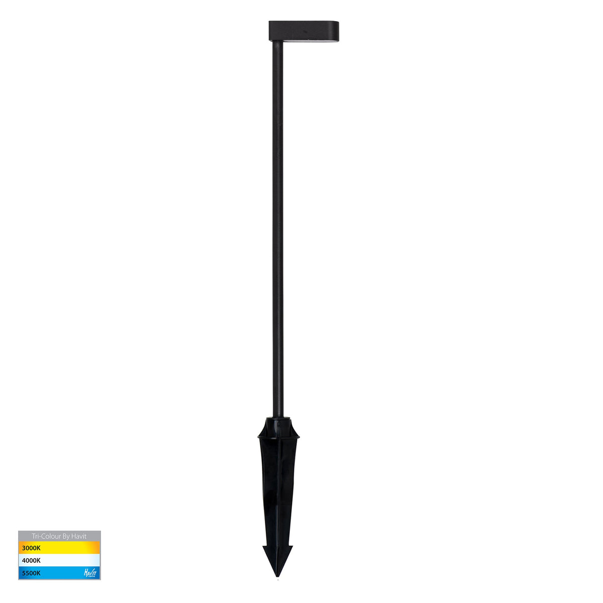 Lindri Aluminium Black LED Bollard Spike Light - HV1516T-BLK-24V