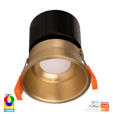 Prime Brass Coloured Fixed Deep RGBCW WIFI LED Downlight - HV5513RGBCW-BR