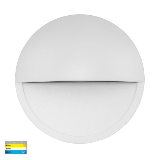Veko White Step Lights with Eyelid - HV2929T-WHT-240V