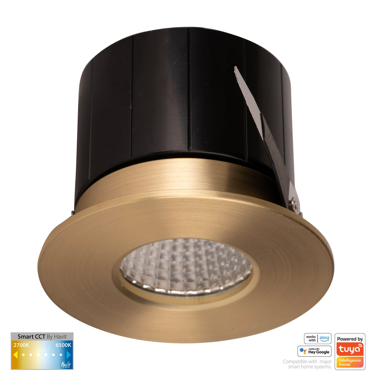 HV5511CCT-BR- Prime Brass Coloured Fixed CCT WIFI LED Downlight - HV5511CCT-BR