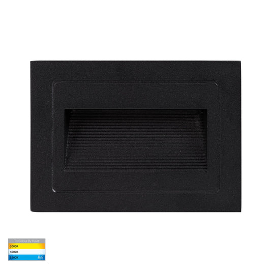 Trin Black Rectangular Recessed LED Step Light - HV3113T-BLK-240V