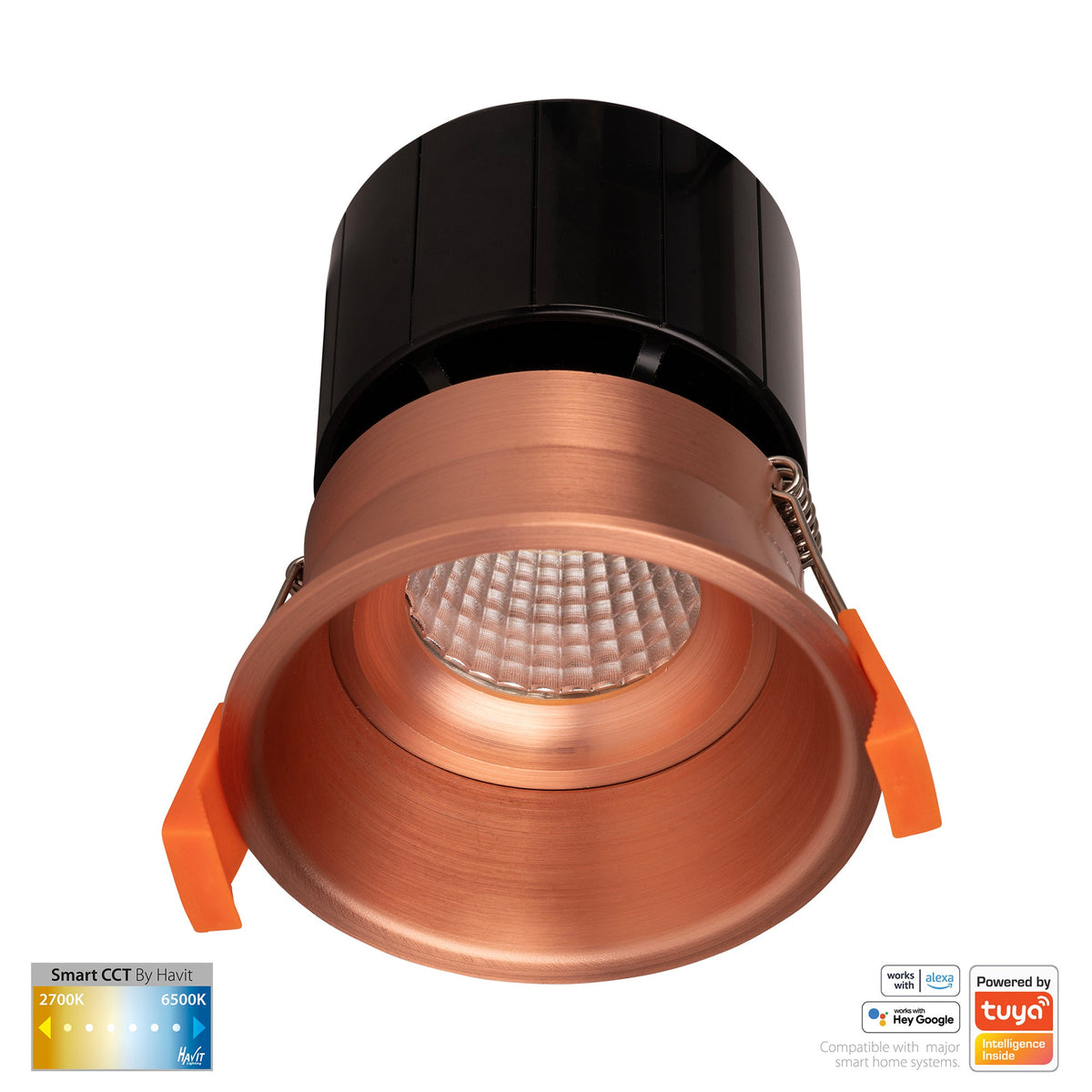 Prime Copper Coloured Fixed Deep CCT WIFI LED Downlight - HV5513CCT-CP