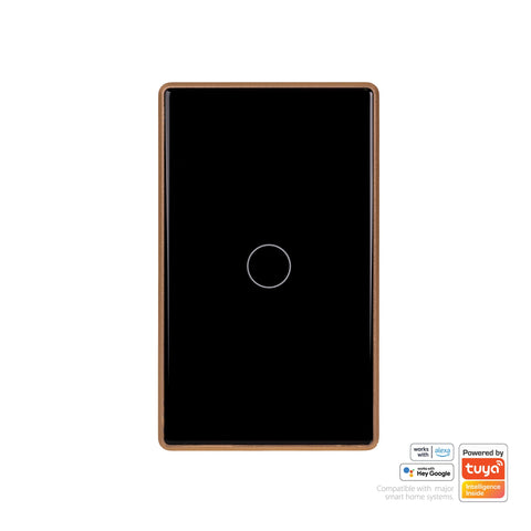 Wifi Single Gang Black with Gold Trim Wall Switch - HV9220-1