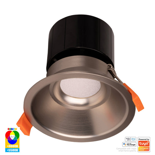 Prime Nickel Coloured Fixed Deep RGBCW WIFI LED Downlight - HV5514RGBCW-NK