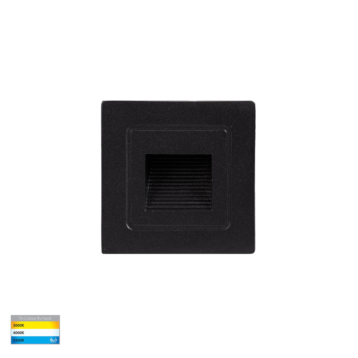 Trin Black Small Square Recessed LED Step Light - HV3111T-BLK-12V