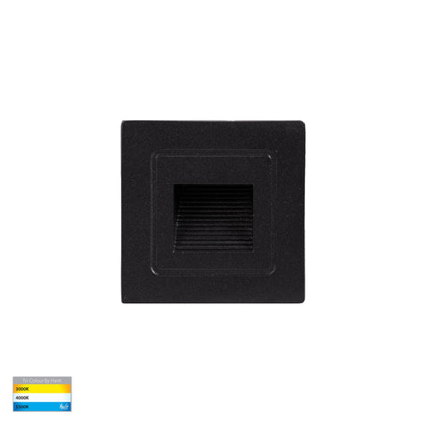 Trin Black Small Square Recessed LED Step Light - HV3111T-BLK-12V