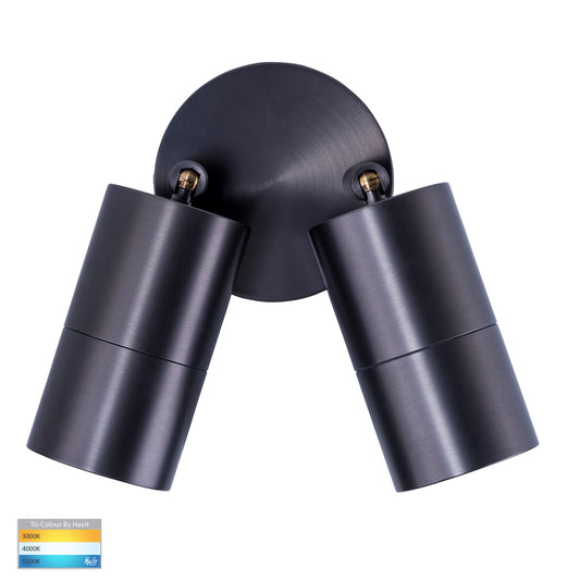 Tivah Solid Brass Graphite Coloured TRI Colour Double Adjustable Wall Pillar Lights - HV1377MR16T