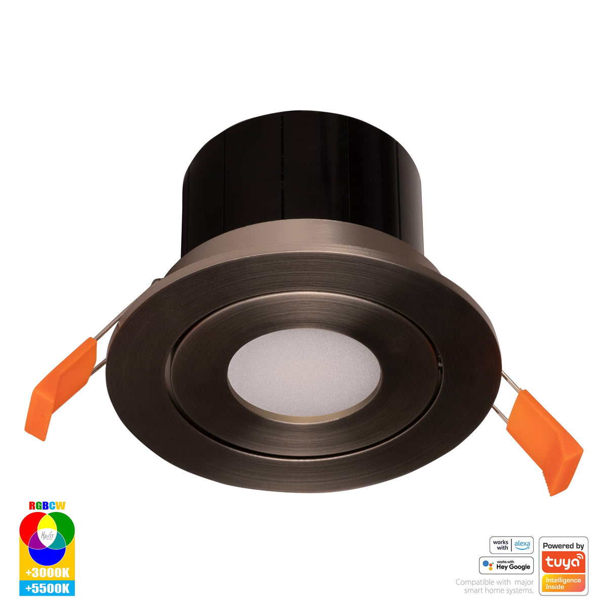 Prime Nickel Coloured Tilt RGBCW WIFI LED Downlight - HV5512RGBCW-NK