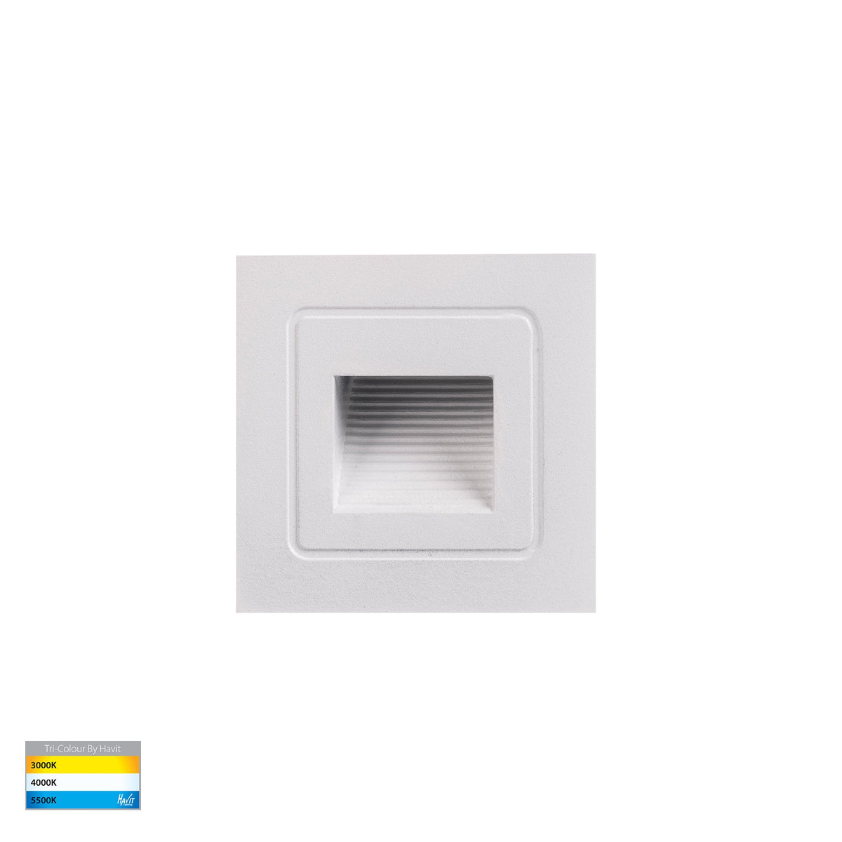 Trin White Small Square Recessed LED Step Light - HV3111T-WHT-12V