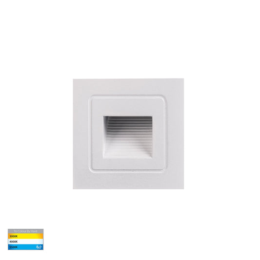 Trin White Small Square Recessed LED Step Light - HV3111T-WHT-12V