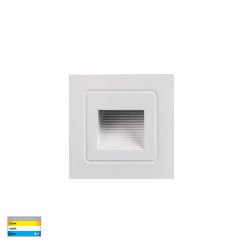 Trin White Small Square Recessed LED Step Light - HV3111T-WHT-12V