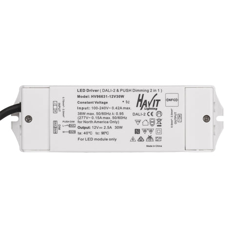 30W Dali 2 + Push Dim Dimmable LED Driver - HV96631-12V30W