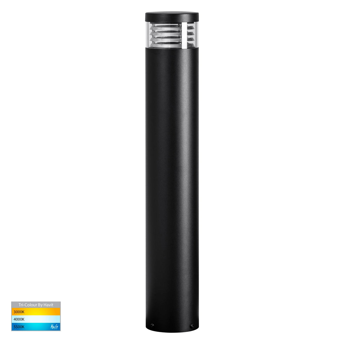 Maxi 600 Black Louvred LED Bollard Light - HV1616T-BLK-12V
