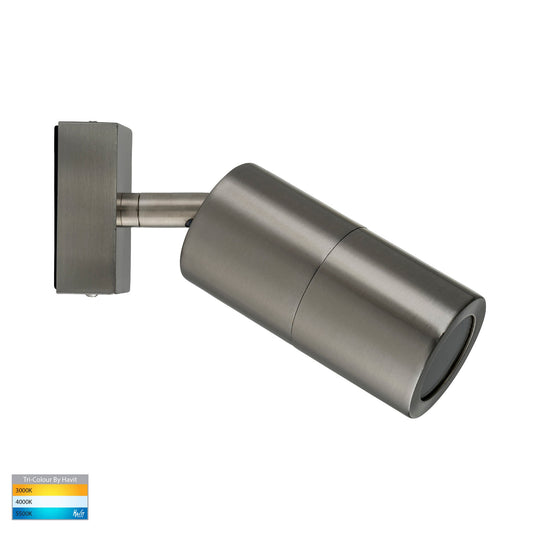 Piaz Stainless Steel TRI Colour Single Adjustable LED Wall Pillar Light - HV1271T
