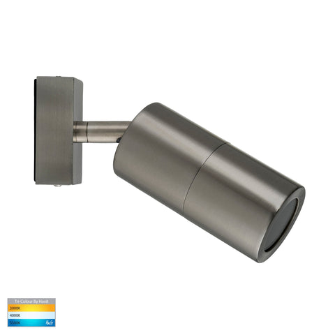 Piaz Stainless Steel TRI Colour Single Adjustable LED Wall Pillar Light - HV1271T