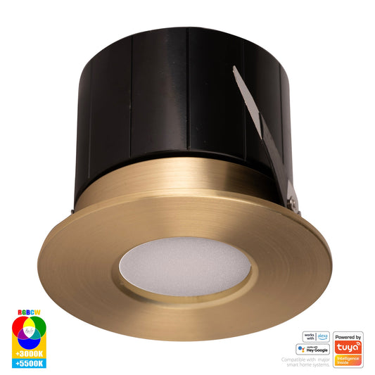 HV5511RGBCW-BR- Prime Brass Coloured Fixed RGBCW WIFI LED Downlight - HV5511RGBCW-BR