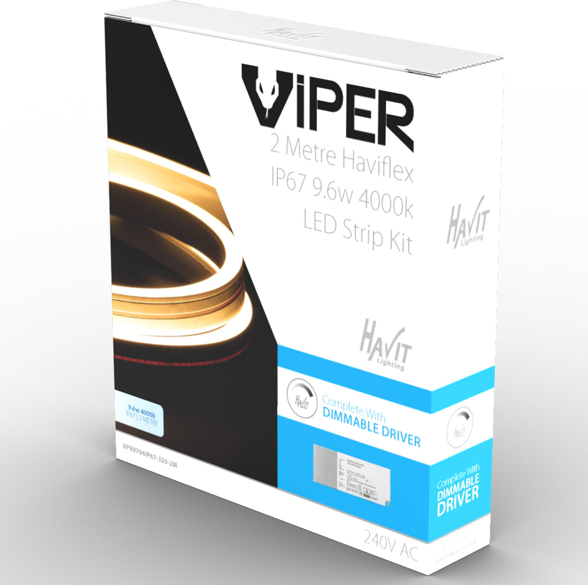 Viper Side Bend Haviflex 9.6w Per Metre 2m LED Strip kit 4000k - VPR9794IP67-320-2M