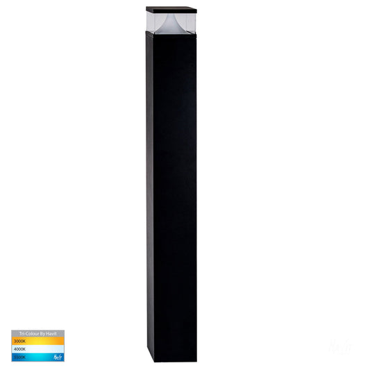 Divad 1000mm Black Square LED Bollard Light - HV1629T-BLK-24V-SQ