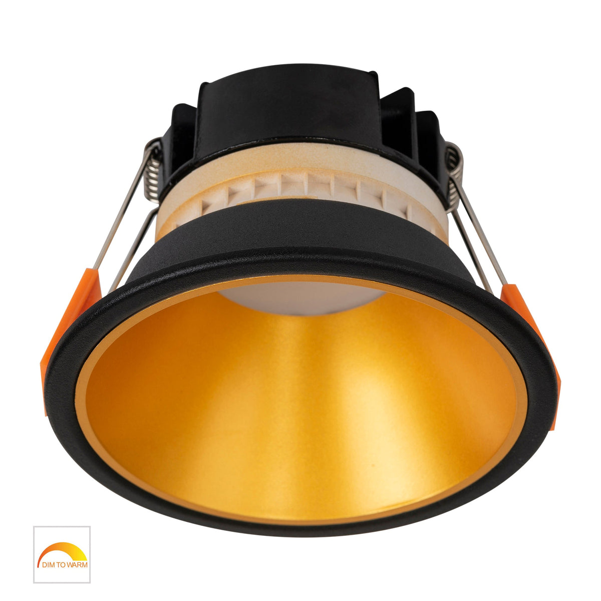 Gleam Black with Gold Insert Fixed Dim to Warm LED Downlight - HV5528D2W-BG
