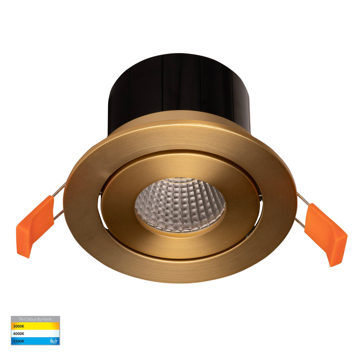 Prime Brass Coloured Tilt LED Downlight - HV5512T-BR