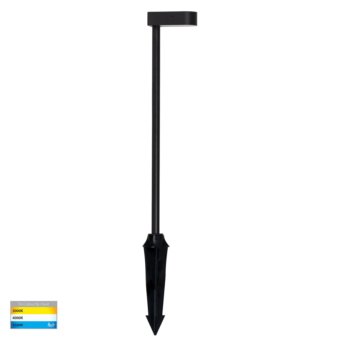 Lindri Aluminium Black LED Bollard Spike Light - HV1517T-BLK-24V