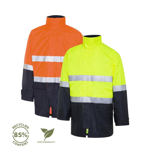 Recycled Two Tone Hi-Vis 4-in-1 Taped Jacket Orange Navy 2XL - WS Workwear - JKT-W-6590-ON-2XL