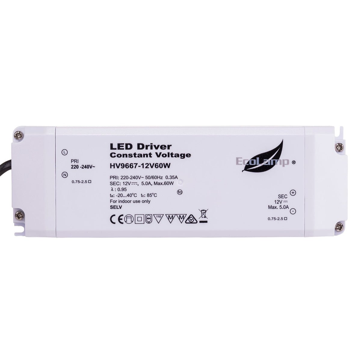 60w Indoor IP20 Constant Voltage LED Driver - HV9667-12V60W