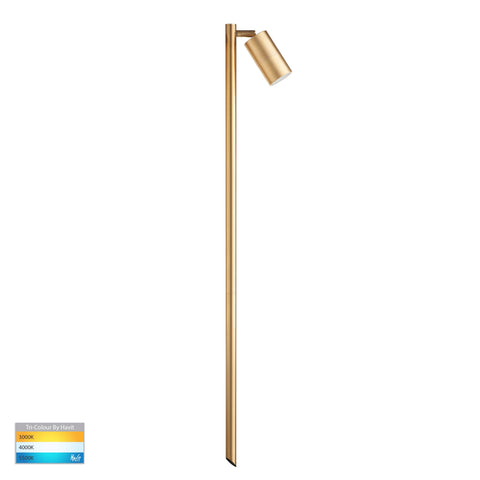 Tivah Solid Brass TRI Colour Single Adjustable LED Bollard Spike Light - HV1403T-BR
