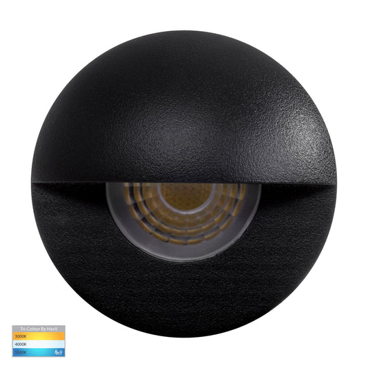 Elite Black Aluminium LED Wall or Step Light with Eyelid - HV2884T-BLK-12V