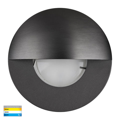 Ollo Graphite Coloured Brass TRI Colour LED Step Light With Eyelid - HV19012T-GPH