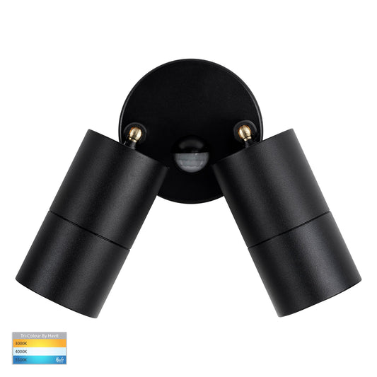 Tivah Aluminium Black TRI Colour Double Adjustable Spot Lights with Sensor - HV1326T-PIR